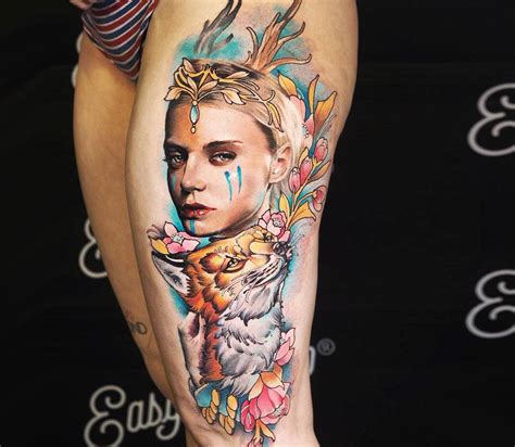 Girl With Fox Tattoo By Michael Taguet Photo 24882