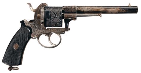Finely Engraved European Double Action Pinfire Revolver