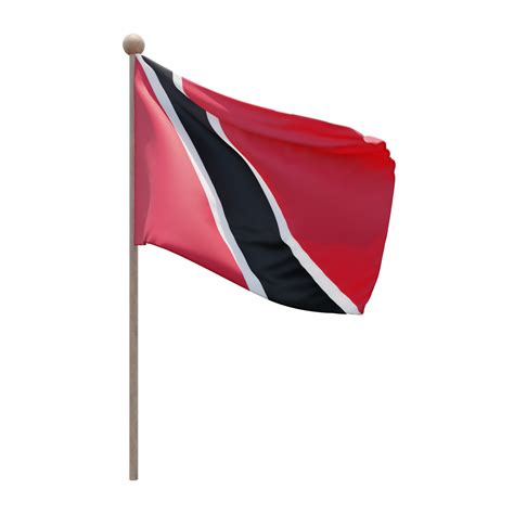 Free trinidad y tobago d ilustración bandera en el poste asta de bandera de madera