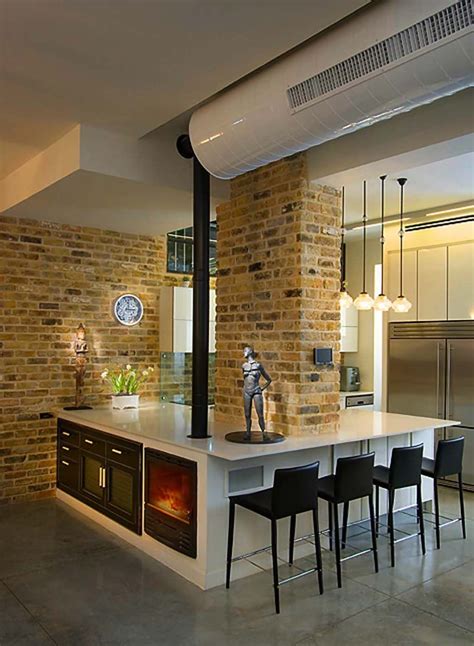 25 Fabulous Kitchens Showcasing Warm And Cozy Fireplaces Industrial