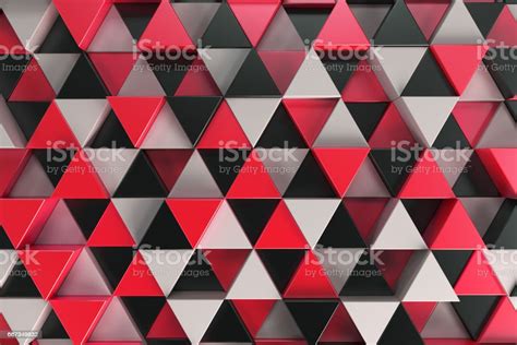 Pattern Of Black White And Red Triangle Prisms Stock Illustration