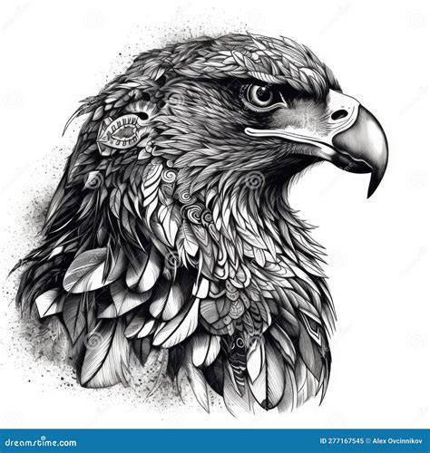 Neo Traditional Eagle In Impressionistic Realistic Blackwork Style On