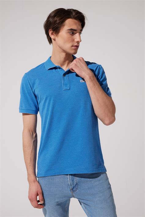 Regular Fit Normal Kesim Polo Yaka Mavi Tişört Erkek T shirt