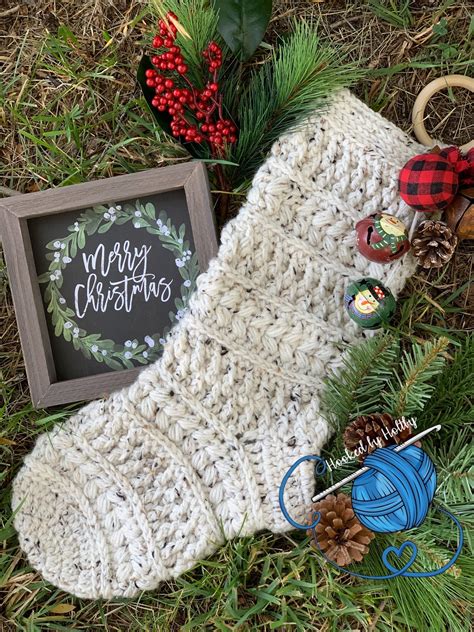 Cozy Cabin Christmas Stocking Pattern Diy Crochet Handmade Etsy