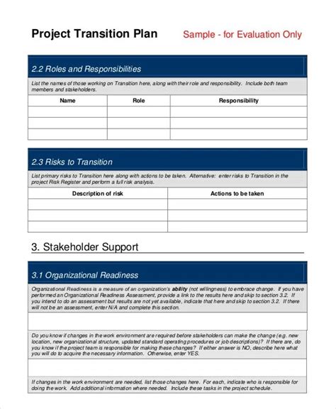 Process Transition Plan Template