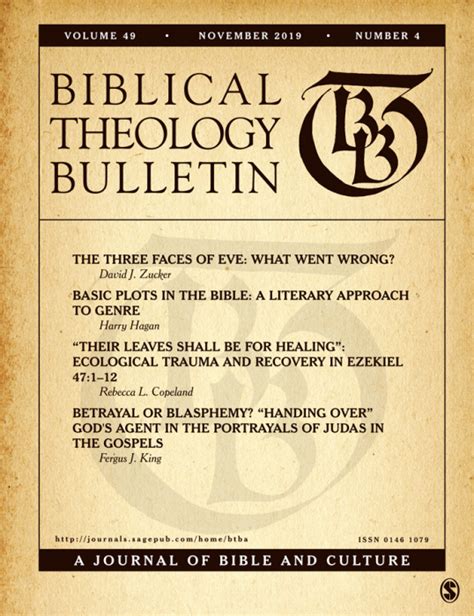 Subscribe Biblical Theology Bulletin Journal Sage Publications