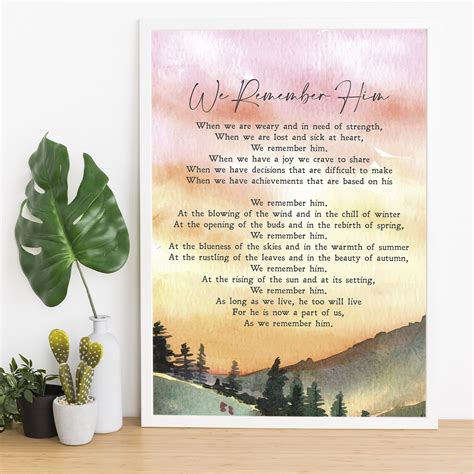 We Remember Him Poem Funeral Poem Sympathy Gift - Etsy UK