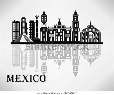 Mexico City Skyline Detailed Silhouette Vector Stock Vector Royalty