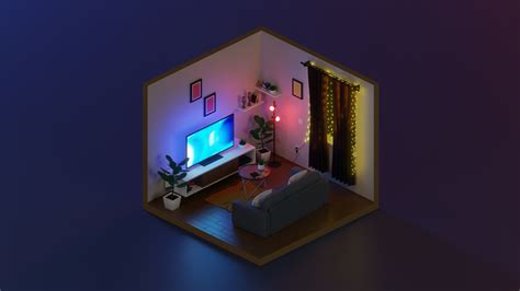 3d Model Isometric Living Room 2 Vr Ar Low Poly Cgtrader