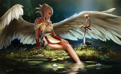 wallpaper fantasy art fantasy girl anime wings angel mythology wing fairy screenshot