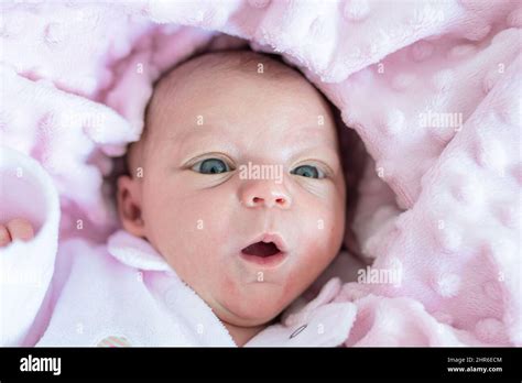 Bebé Niña Durmiendo En La Cuna Rosada Fotografías E Imágenes De Alta