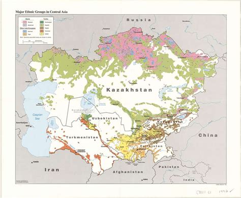 1992 Map Of Major Ethnic Groups In Central Asia Picryl Public