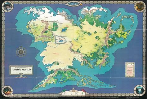 1982 Fenlon Map Of J R R Tolkiens Middle Earth Endor Continent