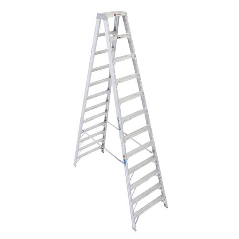 Werner 12 Ft Aluminum Twin Step Ladder With 375 Lb Load Capacity Type