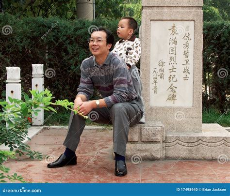 Chinese Father And Daughter In Busy City Center Shanghai China Editorial Photo Cartoondealer