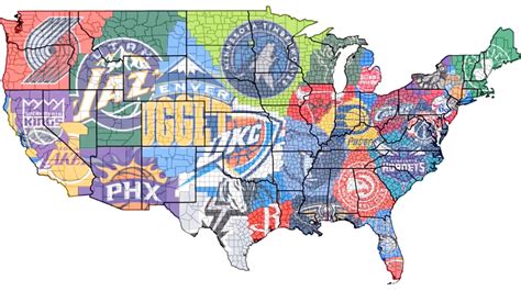 Nba Version Of The Voronoi Map Based Off Of Counties Closest To Nba