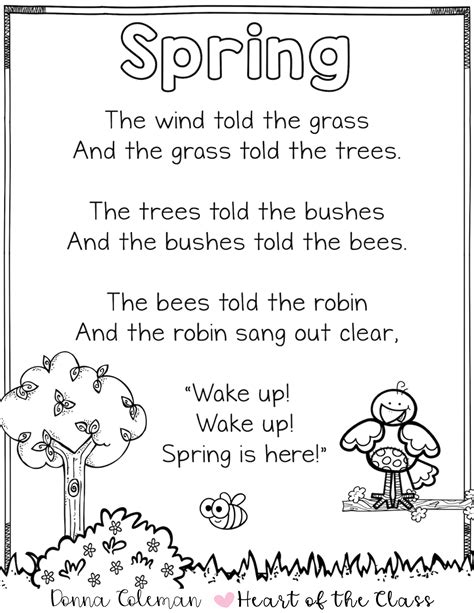 Spring Poem Kindergarten Poems Poetry For Kids Preschool Poems
