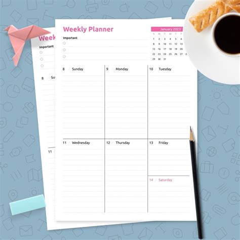 Free Pdf Printable Weekly Planner Free Printable Weekly Planner