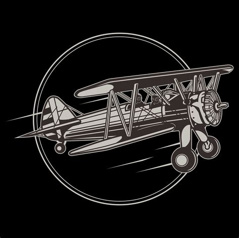Vintage retro airplane logo. Vector hand sketched aviation illustration in engraving style for
