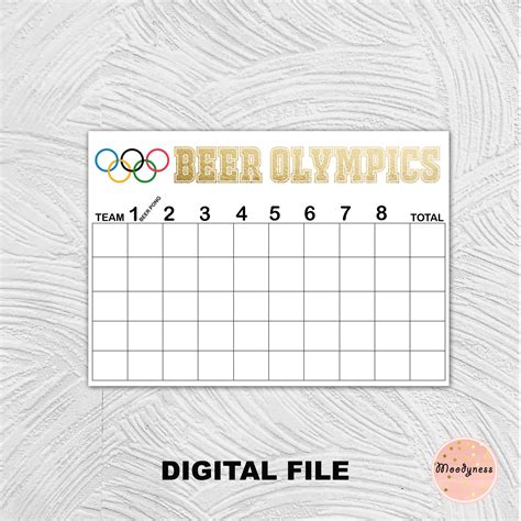 Beer Olympic Scorecard Printable Beer Olympics Scorecard In 2020