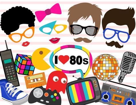 Printable 1980s Party Photo Booth Props Retro 80s Party Etsy