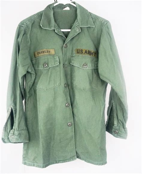 Vintage Army Uniform Vietnam Jungle Fatique Shirt 1970s Military Od