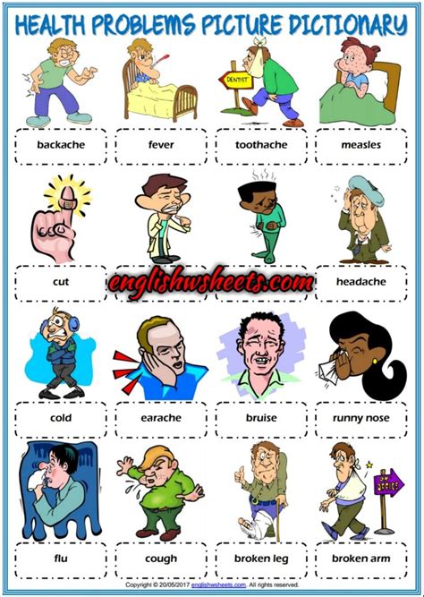 Health Problems Esl Printable Picture Dictionary For Kids Dictionary