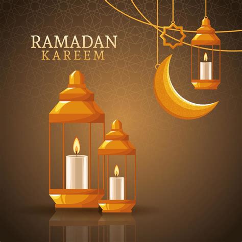 Ramadan Kareem Met Afnemende Maan En Islamitische Kunst 689251
