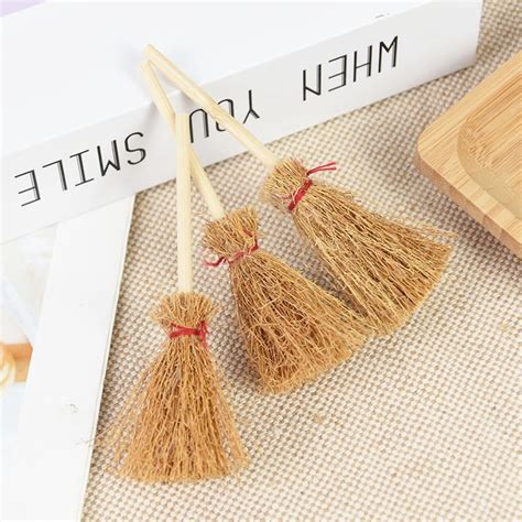 1020pcs Mini Broom Witch Straw Brooms Diy Hanging Ornaments For