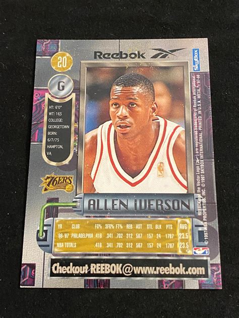 We did not find results for: Lot - (Mint) 1997-98 Skybox Metal Universe Allen Iverson Rookie #20 Basketball Card