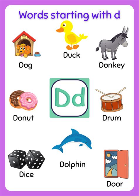 Free Printable Words That Start With D Worksheet About Preschool
