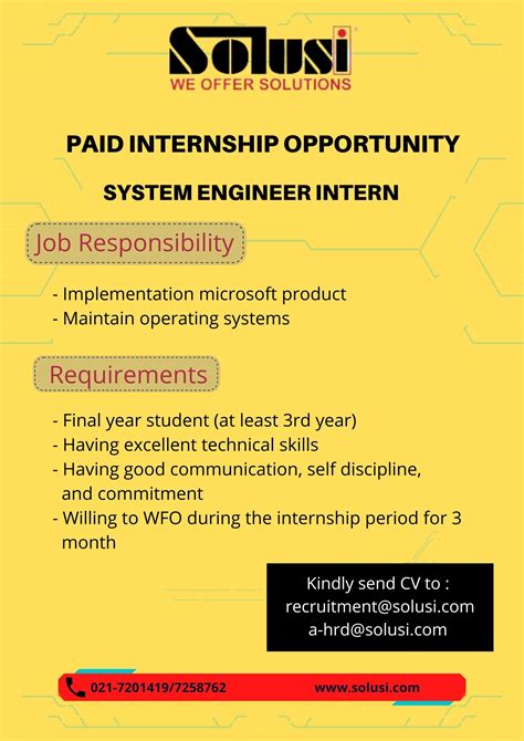 Paid Internship Opportunity Career Development Center Universitas