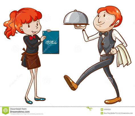 A Waiter And A Waitress Stock Vector Image 42834220