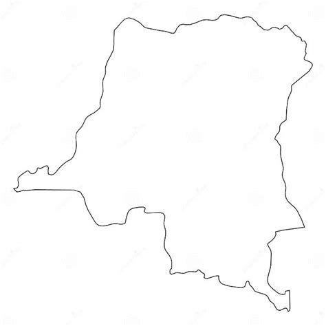 Democratic Republic Of The Congo Solid Black Outline Border Map Of