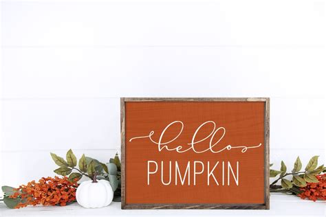 Large Hello Pumpkin Wood Sign Wooden Hanging Farmhouse Fall Etsy