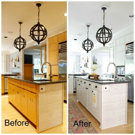 The island had a toe kick space underneath the cabinet area as well as on two sides that needed to be filled in before i could attach my base board molding. before after Kitchen island - The Design Twins | DIY Home ...