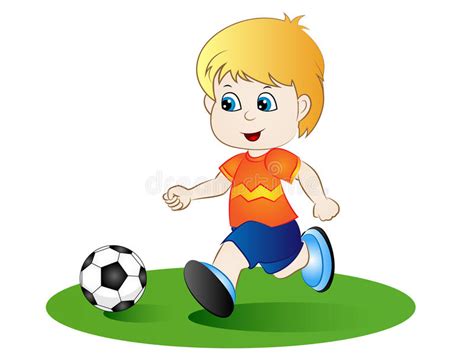 Cartoon Boy Playing Football Stock Vector Illustration Of Clipart