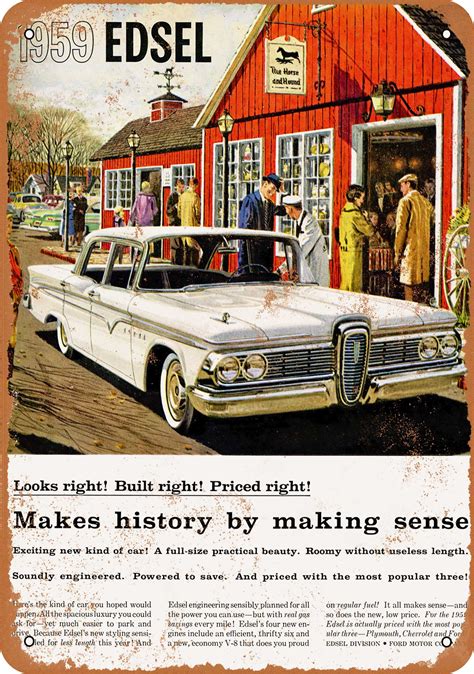 1959 Edsel Makes History Metal Sign 10x14 Inch Vintage Look