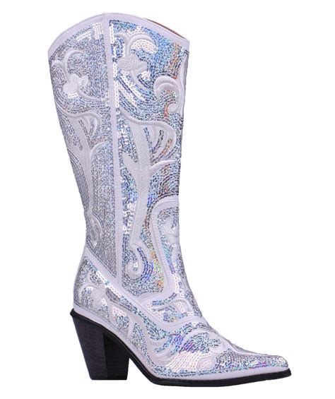 Helens Heart White Blingy Sequins Cowboy Boots Skyz Boutique