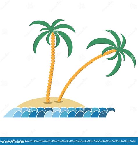 Two Palm Trees On A Desert Island Stock Vector Illustration Of