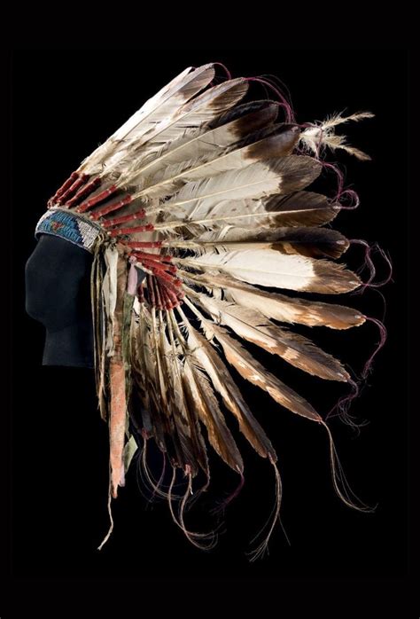 Usa Warrior S Headdress Plains Indians Sioux Felt Cloth Feathers Glass Bead Native