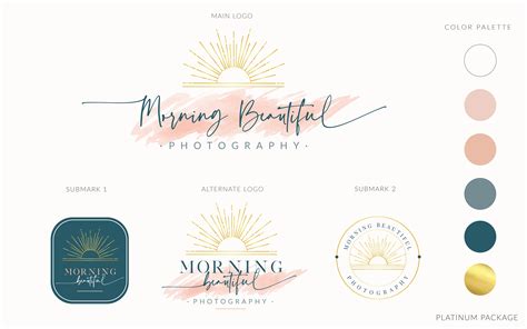Paper And Party Supplies Minimal Logo Design Boho Branding Package Blush