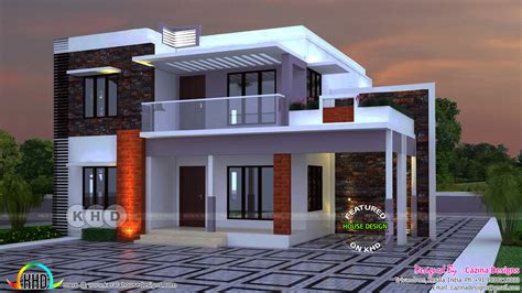 2400 Square Feet 4 Bedroom Flat Roof Residence Kerala Home Design And