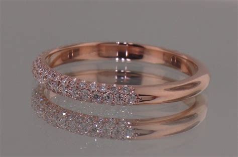 Josh Levkoff Collection Rings 375 Rose Gold 3 Row Micropave Wedding Ring Wedding Rings
