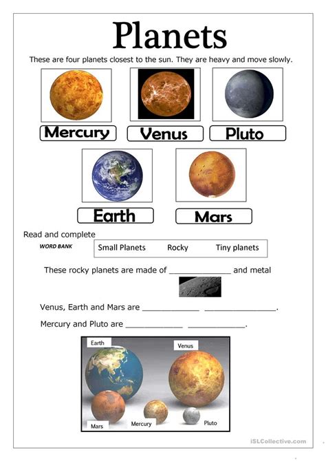 The Solar System English Esl Worksheets For Distance