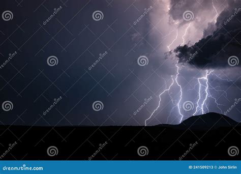 Energetic Lightning Bolts in a Thunderstorm Stock Image - Image of fear