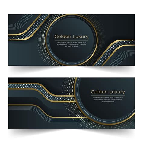 Free Vector Gradient Golden Luxury Horizontal Banners Set