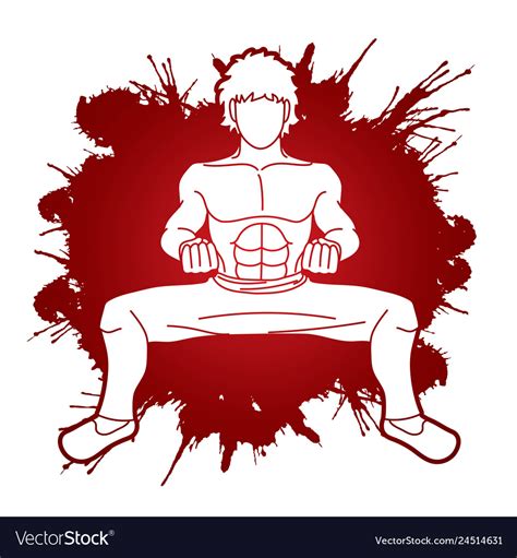 Man Kung Fu Action Ready To Fight Graphic Vector Image