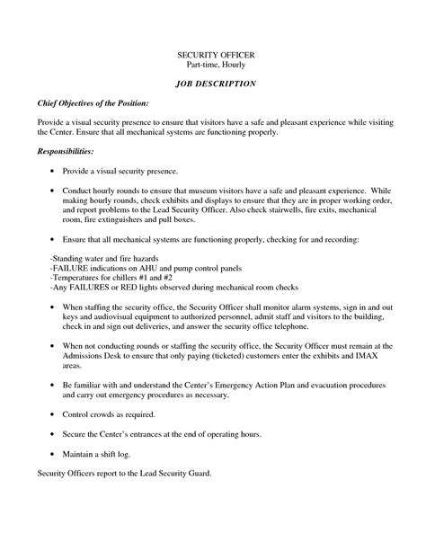 Security guard resume (text format). Job Objective for Security Position - Security Guards Companies