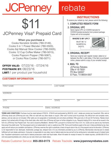 Jcpenney Cooks Griddle Rebate Form